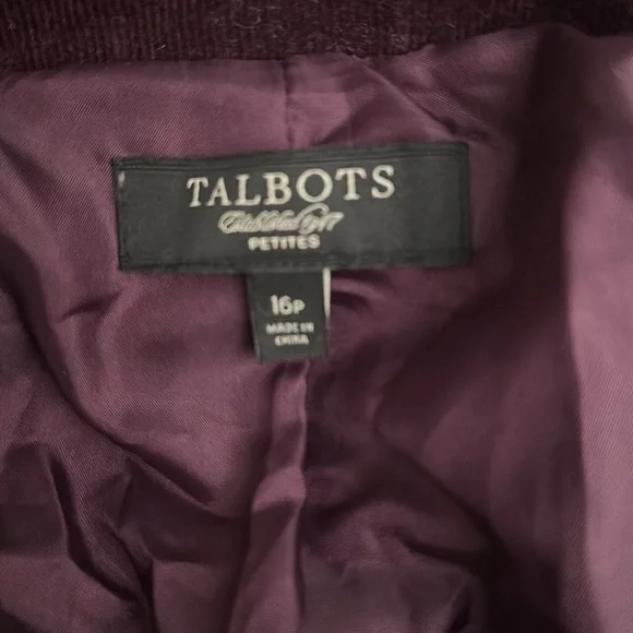 Plum peplum, Corduroy jacket by Talbots size 16 Petite - Picture 3 of 3